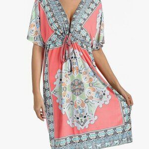 Womens Kimono Beach Dress V-Neck Swimsuit Cover Up Bikini Beachwear